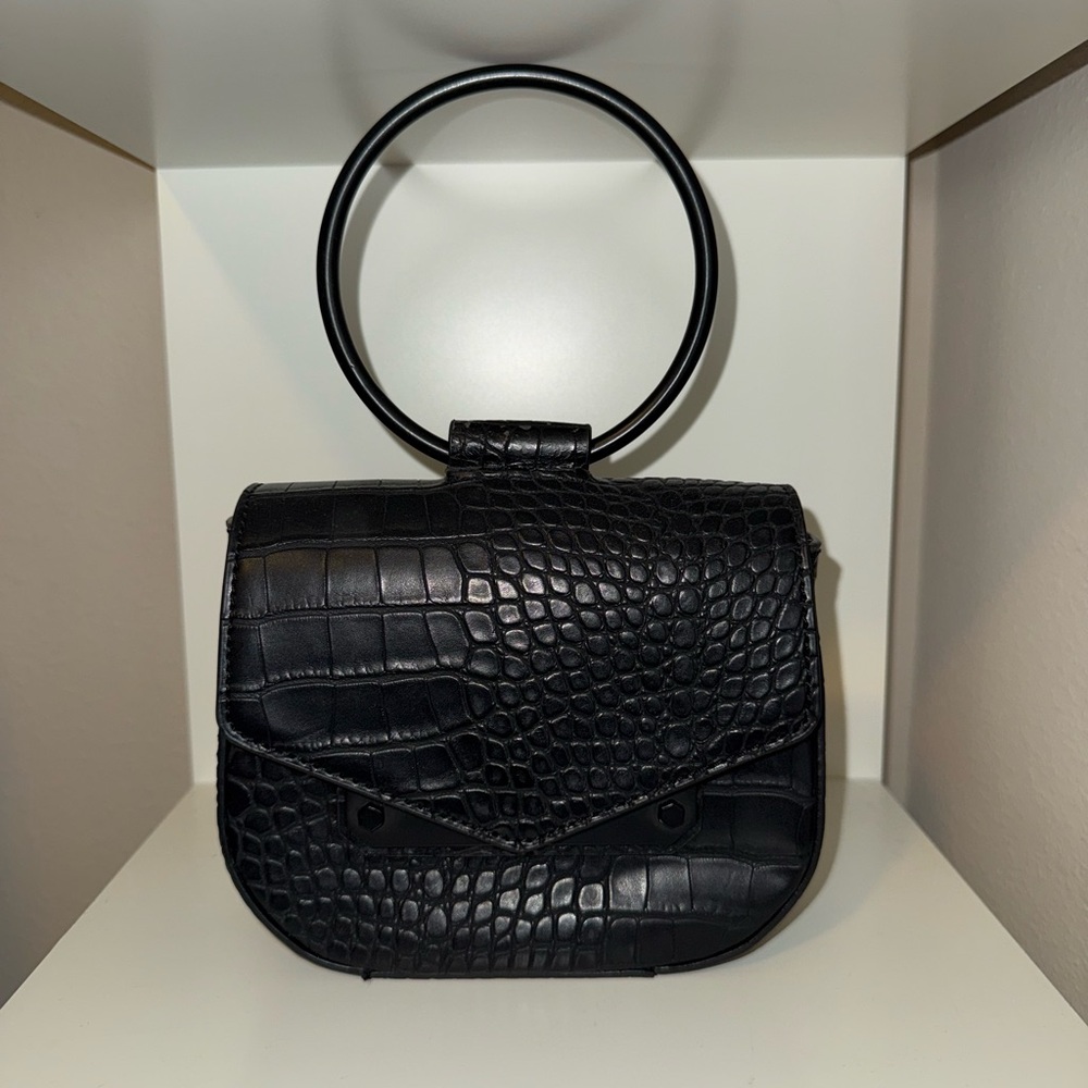 Nasty Gal Black Croc-Embossed Mini Bag